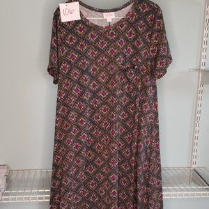 LulaRoe - Carly Dress - Small - Blk/Brown/Red